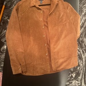 Long sleeve brown corduroy button down shirt